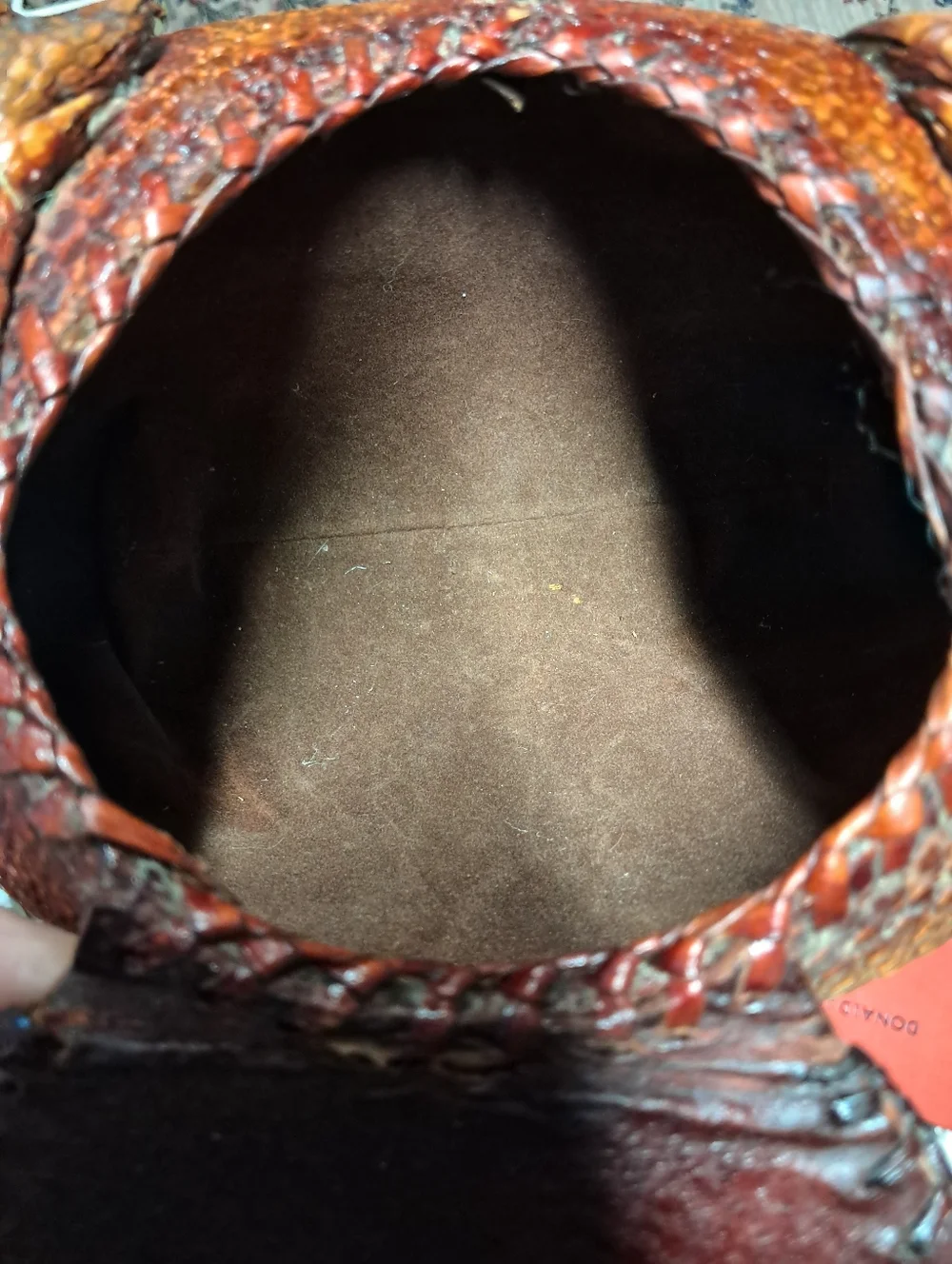 Vintage 1930's Armadillo Textured Leather Claw Accent Handbag - Picture 5 of 7